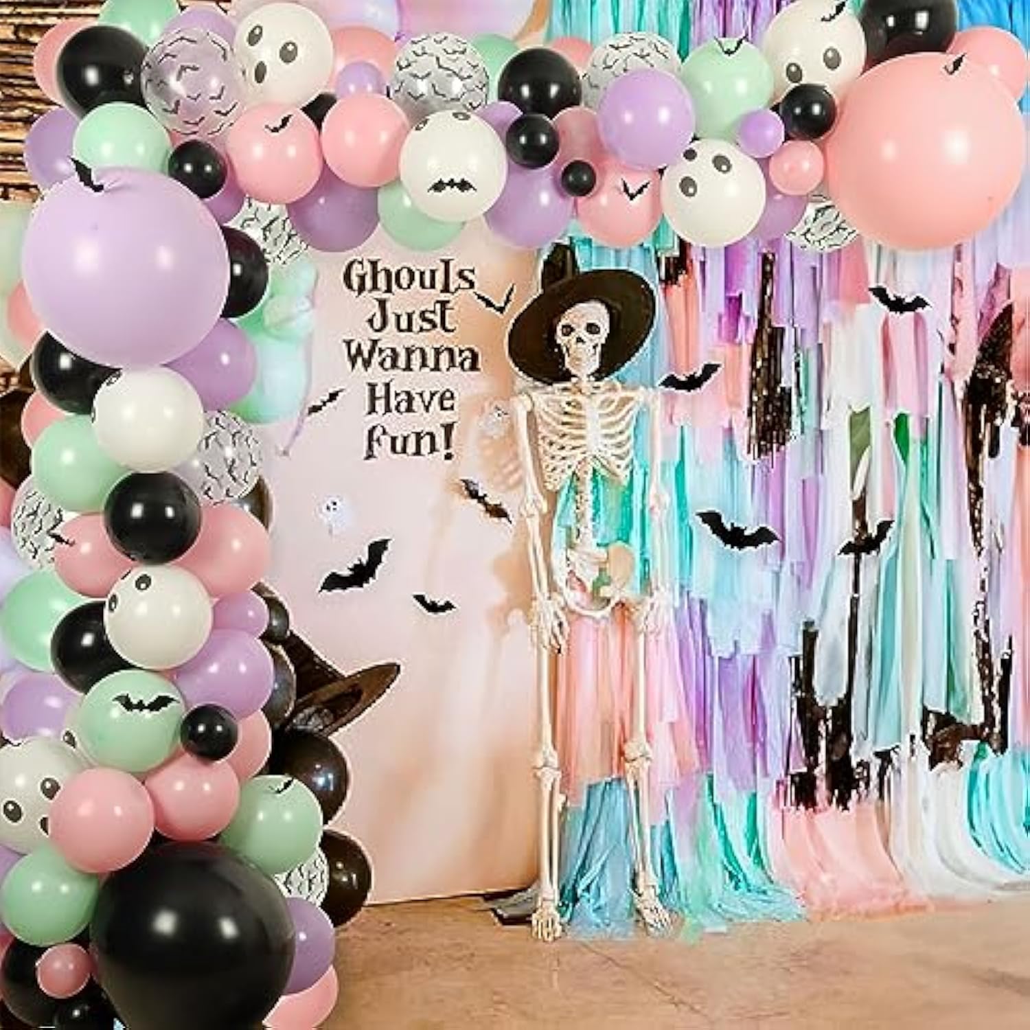 Halloween Balloon Arch Kit – 18", 10", 5" Balloons with Bat Stickers