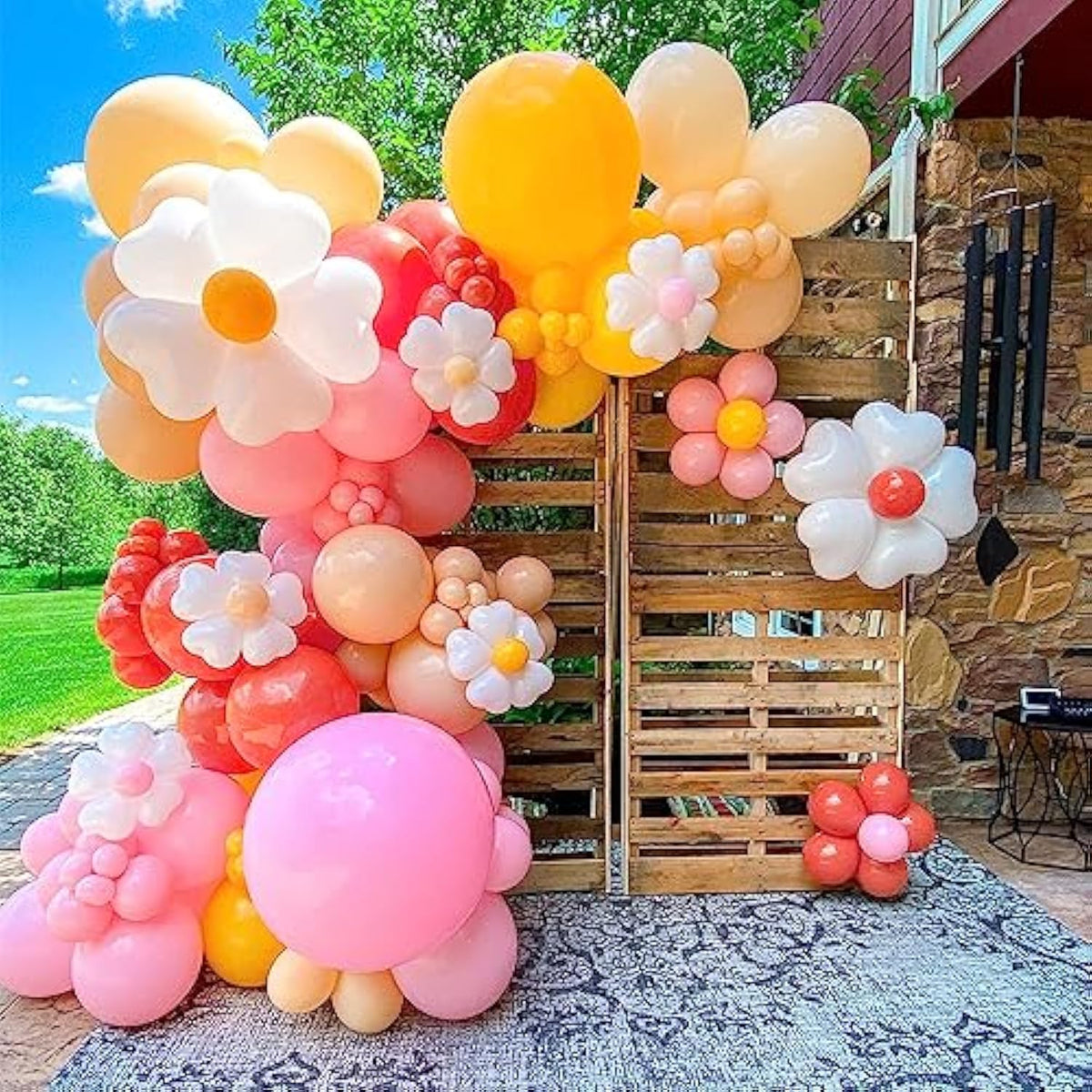 Daisy Balloon Arch Kit: Groovy Party Decor - Pink, Yellow & Orange