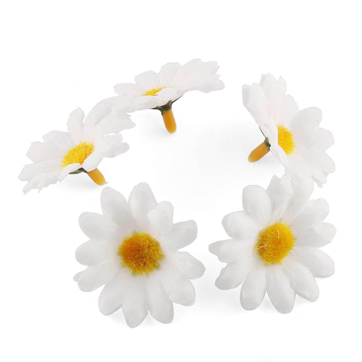 Silk Daisy Flower Head 100Pcs 1.5Inch White Artificial Gerbera Fake Flowers Heads For Wedding Party,Home Decoration And Diy Craft