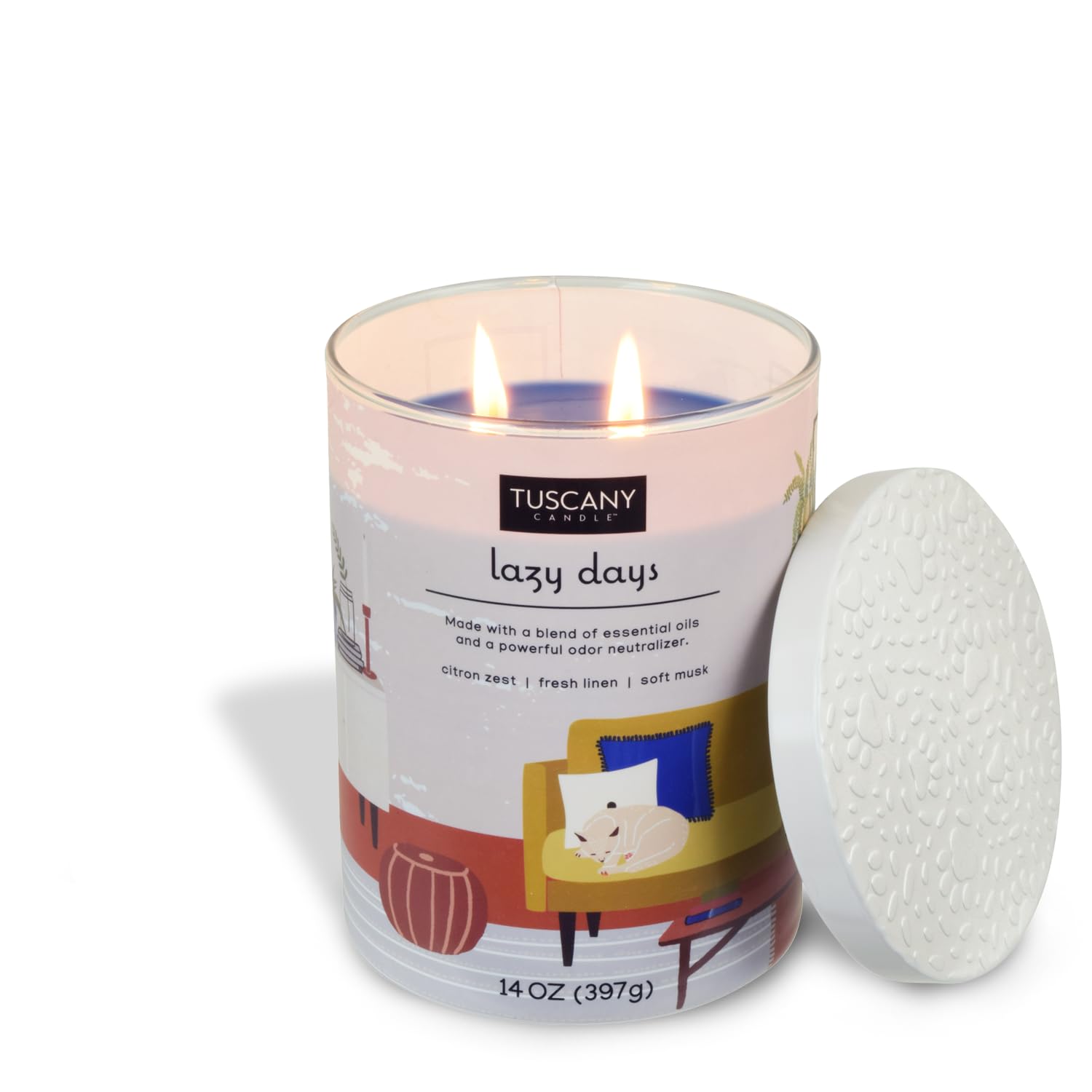 Tuscany Candle Lazy Days: Linen Scented Pet Odor Neutralizing Candle, 14 oz