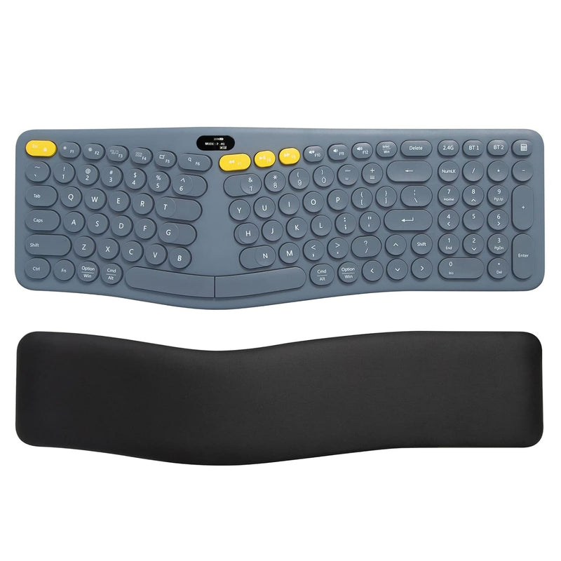 2.4G Wireless Ergonomic Bluetooth Computer Keyboard With Pillowed Wrist Rest,