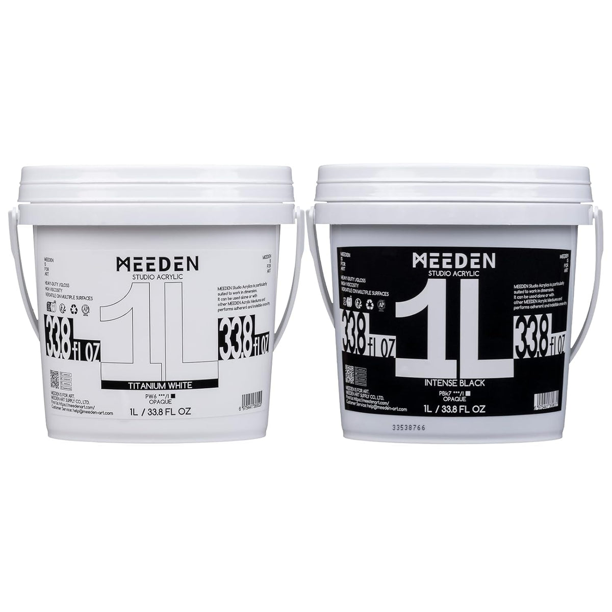 Black And White Acrylic Paint: 1L /33.8Oz Gloss Titanium White And Mars Black Heavy Body - Thick Art Paints For Canvas Crafts Painting