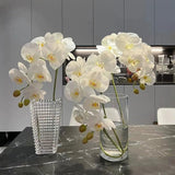 6 Pcs Artificial Orchids Stems 27" Tall 9 Heads Artificial Phalaenopsis Flowers Real Touch Orchids Flowers For Home Wedding Indoor Outdoor Vase Décor (White)