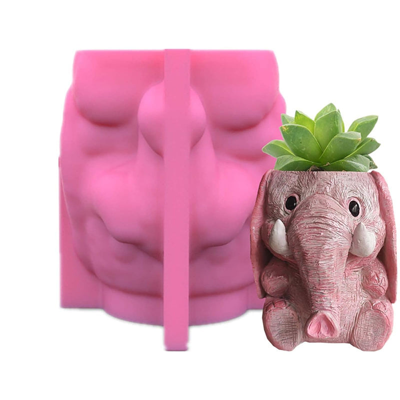 Elephant Flower Pot Cement Silicone Mold Concrete Clay Succulent Planter Mold