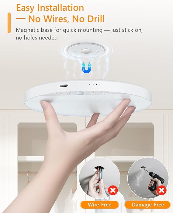 Rechargeable Motion Sensor Ceiling Light 6W Magnetic Stick On Remote Fixture