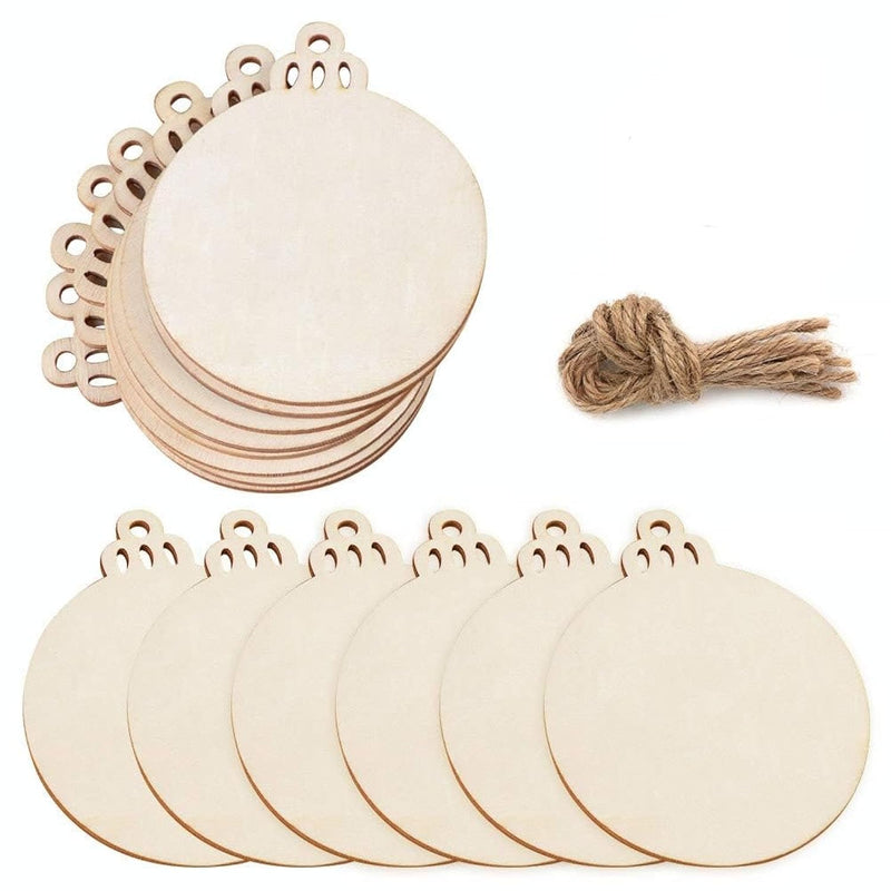 Partytalk 30Pcs Round Wooden Discs With Holes, 3" Unfinished Predrilled Natura