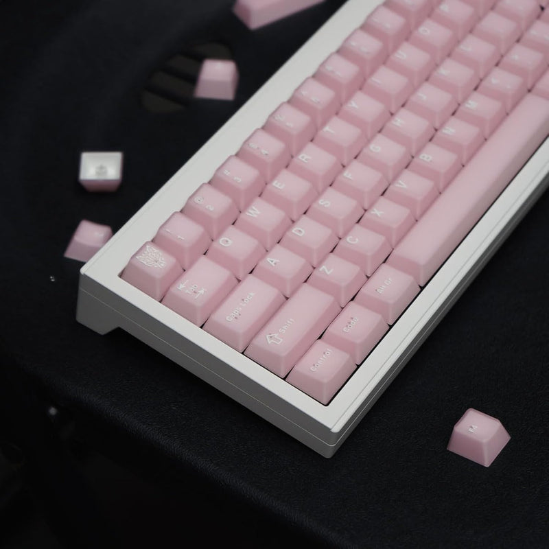 113 Keys Pink Keycaps Semitransparent Pbt Heat-Sublimation Cherry Profile Fits