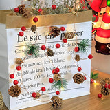 20 Led Christmas Pinecone Lights,7 Ft Pinecone Red Berry Bell Christmas Garland With Lights Battery Operated Christmas D