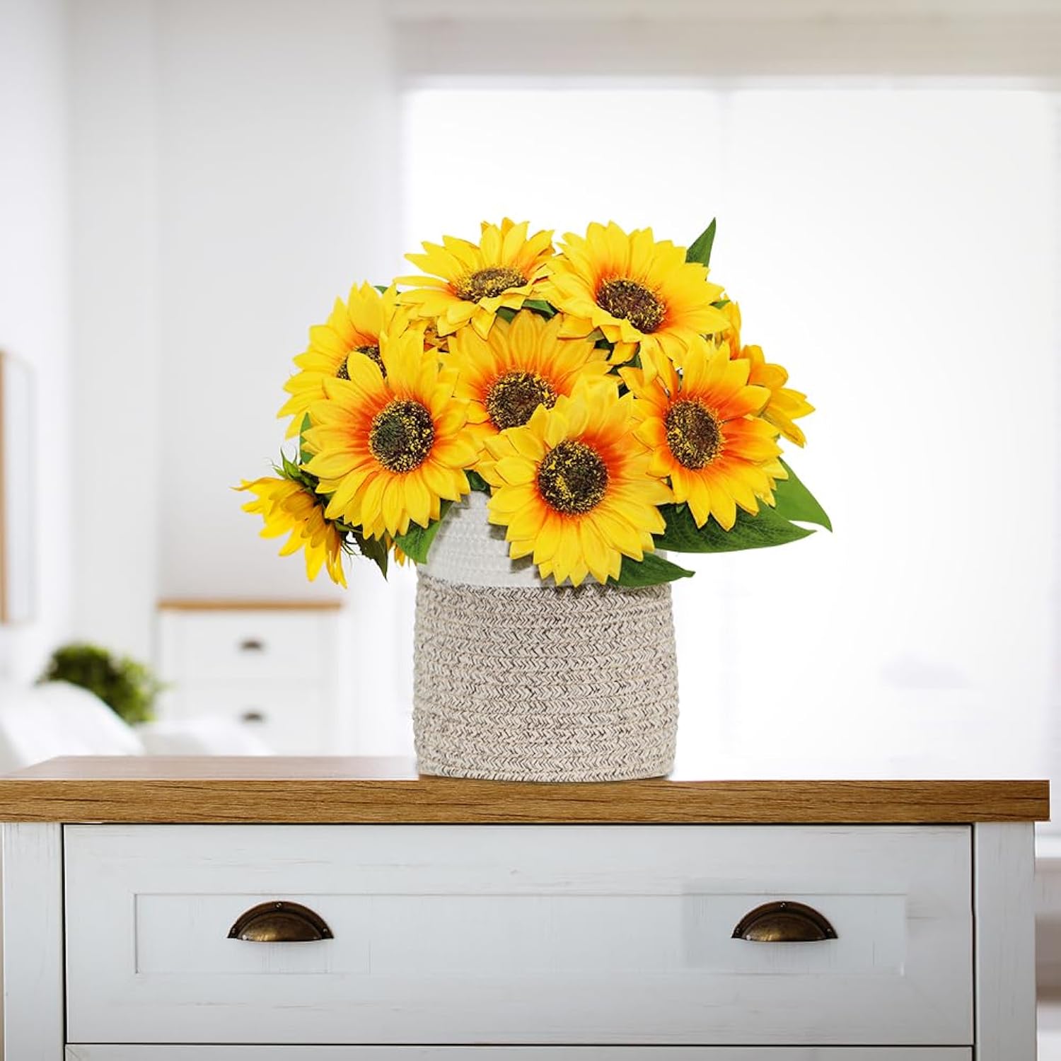 12Pcs Artificial Sunflower Flowers, Single Stem Silk Fake Sunflowers For Outdoor Wedding Birthday Party Home Decor- No Vase
