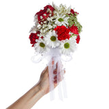 Wedding Bouquet Holder - 3 X 7 In, White Lace & Rhinestones - Foam Bridal Bouquet Holder For Bride & Bridesmaid Fresh & Artificial Flower Arrangements
