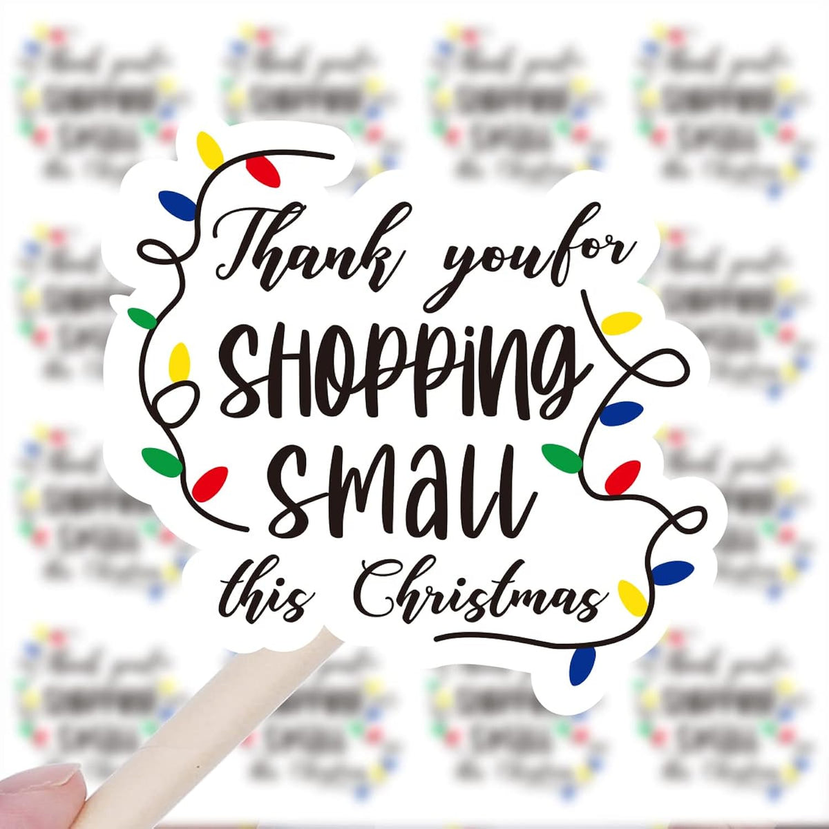 240 Pcs Thank You Shopping This Christmas Stickers,Cute Small Business Envelopes Stickers For Packages/Handmade Goods/Bags ,Christmas Theme Shop Seals