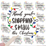 240 Pcs Thank You Shopping This Christmas Stickers,Cute Small Business Envelopes Stickers For Packages/Handmade Goods/Bags ,Christmas Theme Shop Seals