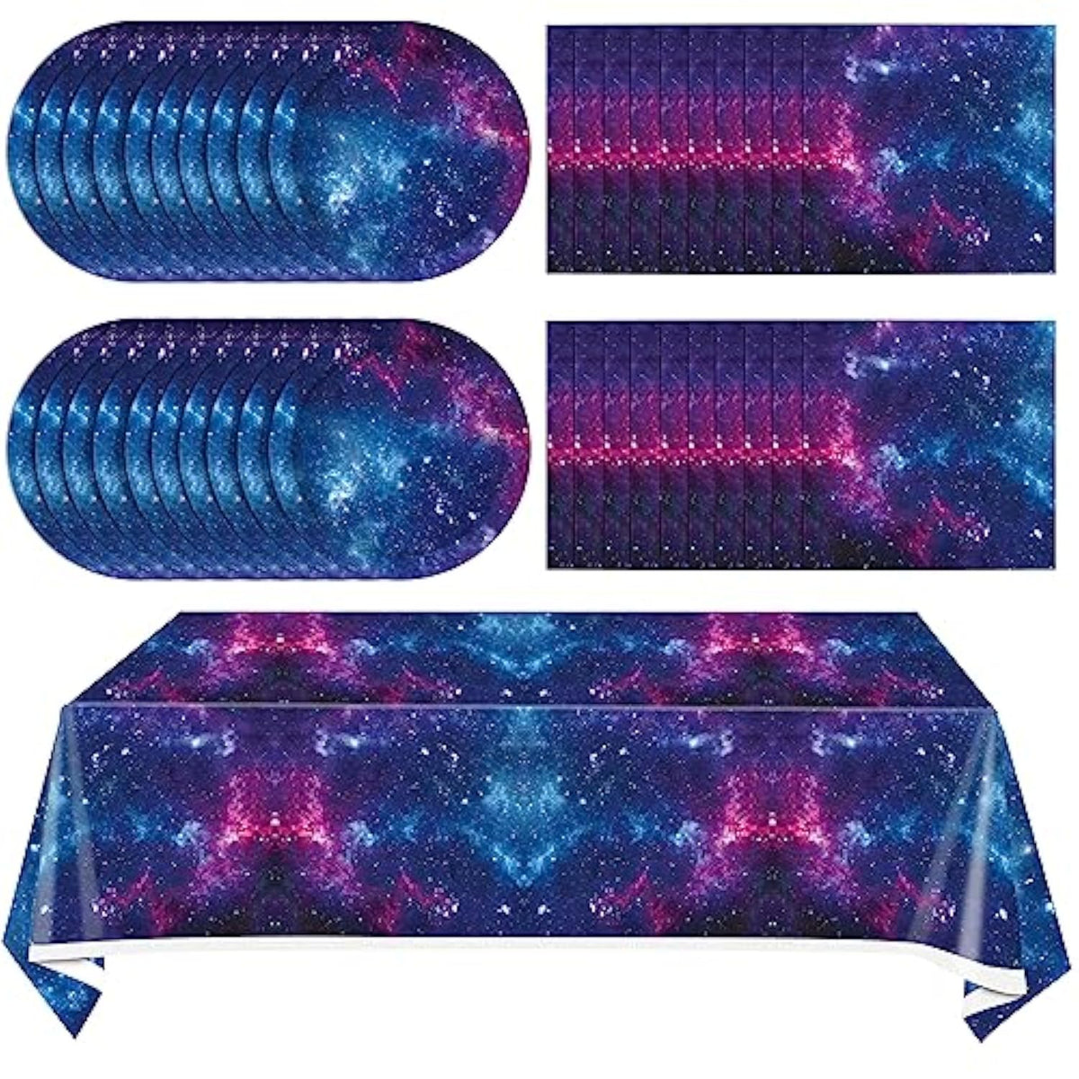 41Pcs Starry Galaxy Party Supplies Night Sky Party Tableware Set Outer Space Theme Birthday Star Party Table Decorations For Boys Girls Birthday Party Favors