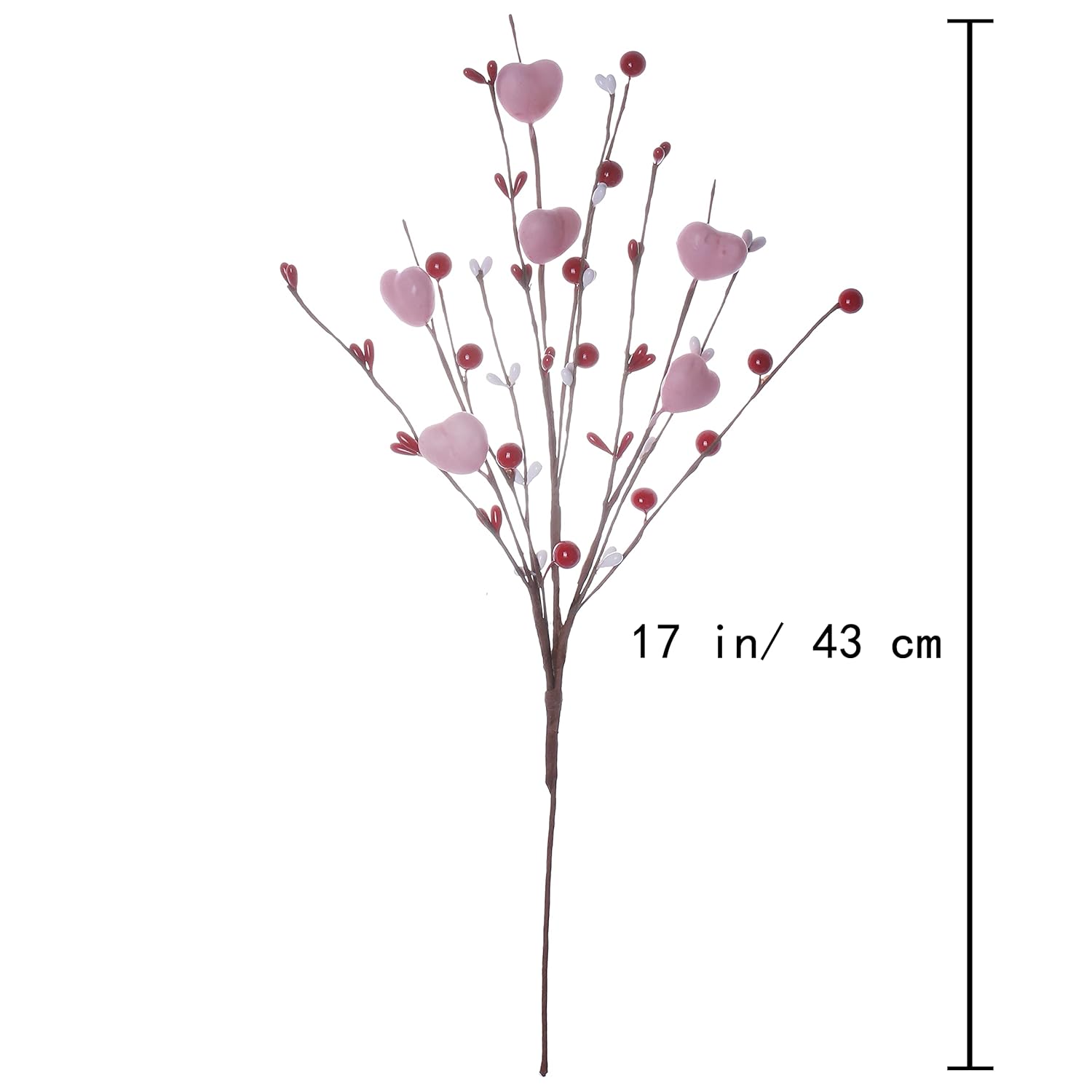 Valentine’S Day Decorations 6 Pack Valentines Day Picks Berry Stems With Pink Hearts For Valentine Decor Anniversary Wedding Decorations (Red/Pink)
