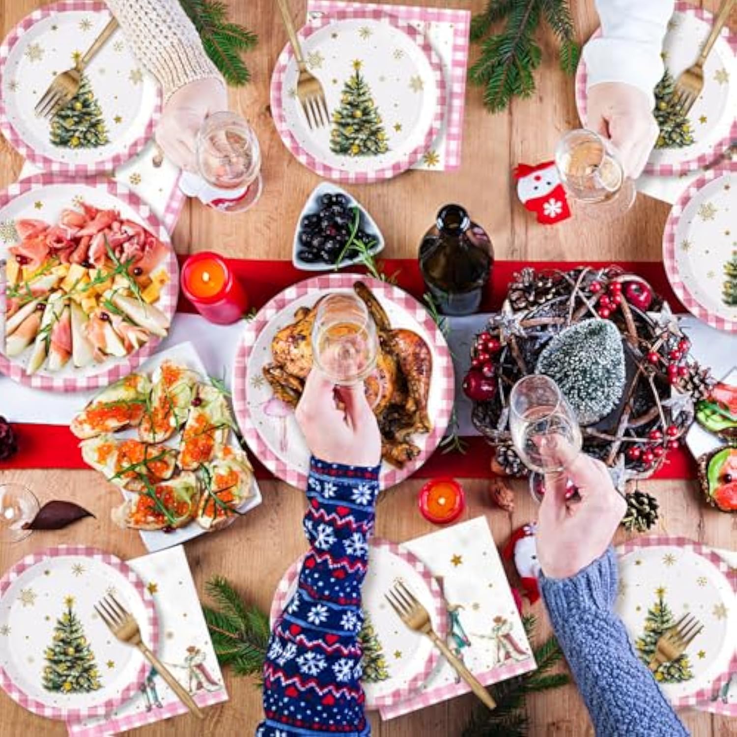 96Pcs Christmas Nutcracker Party Plate Supplies - Xmas Tree Ballet King Soldier Party Tableware Decoration Disposable Paper Plate Napkin Fork For Kid Winter Holiday Birthday, Serves 24 Guests