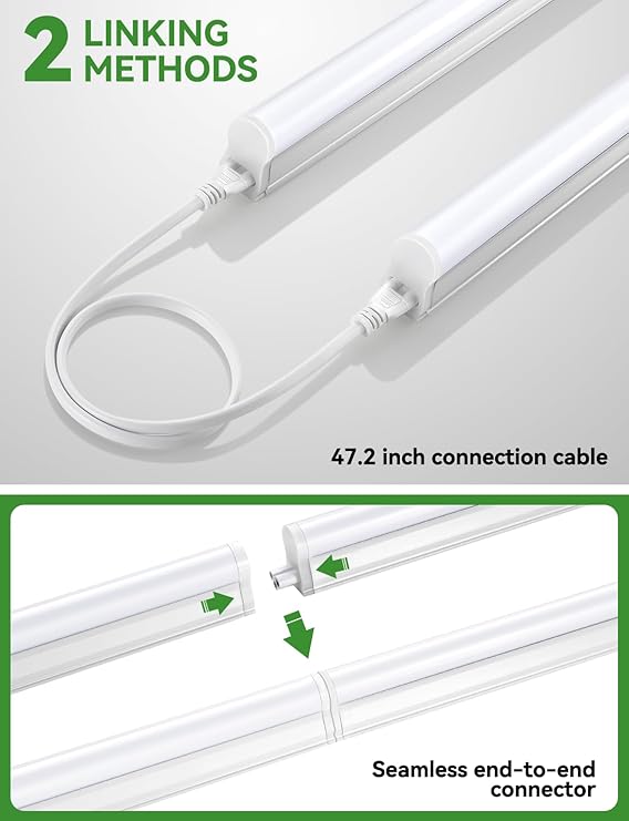 4 Pack 4FT LED Shop Lights 20W 2300LM 6500K Linkable Integrated Garage Ceiling Cabinet Lights