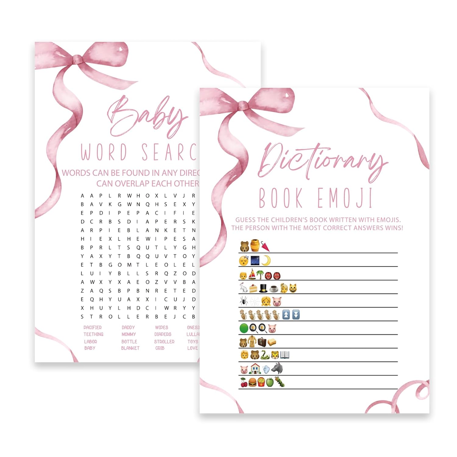 A Baby Shower Games - Hilarious Guess The Phrase And Word Scramble 50 Double-Sided Cards For 50 Guests, 2 Games, Gender Neutral,Thick Paper,Hilarious,Fun And Easy To Play