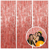 Rose Gold Party Decor 3 Pack - Bachelorette & Birthday Backdrop - Foil Fringe Tinsel Streamers - Christmas, Graduation & Baby Shower Party Decorations