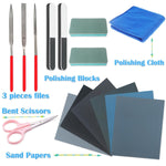 15 Pcs Resin Casting Tools Set - Include Sand Papers, Polishing Blocks, Polishing Cloth, Round File, Semicircular File, Flat File And Scissors For Polishing Epoxy Resin Jewelry Making Supplies