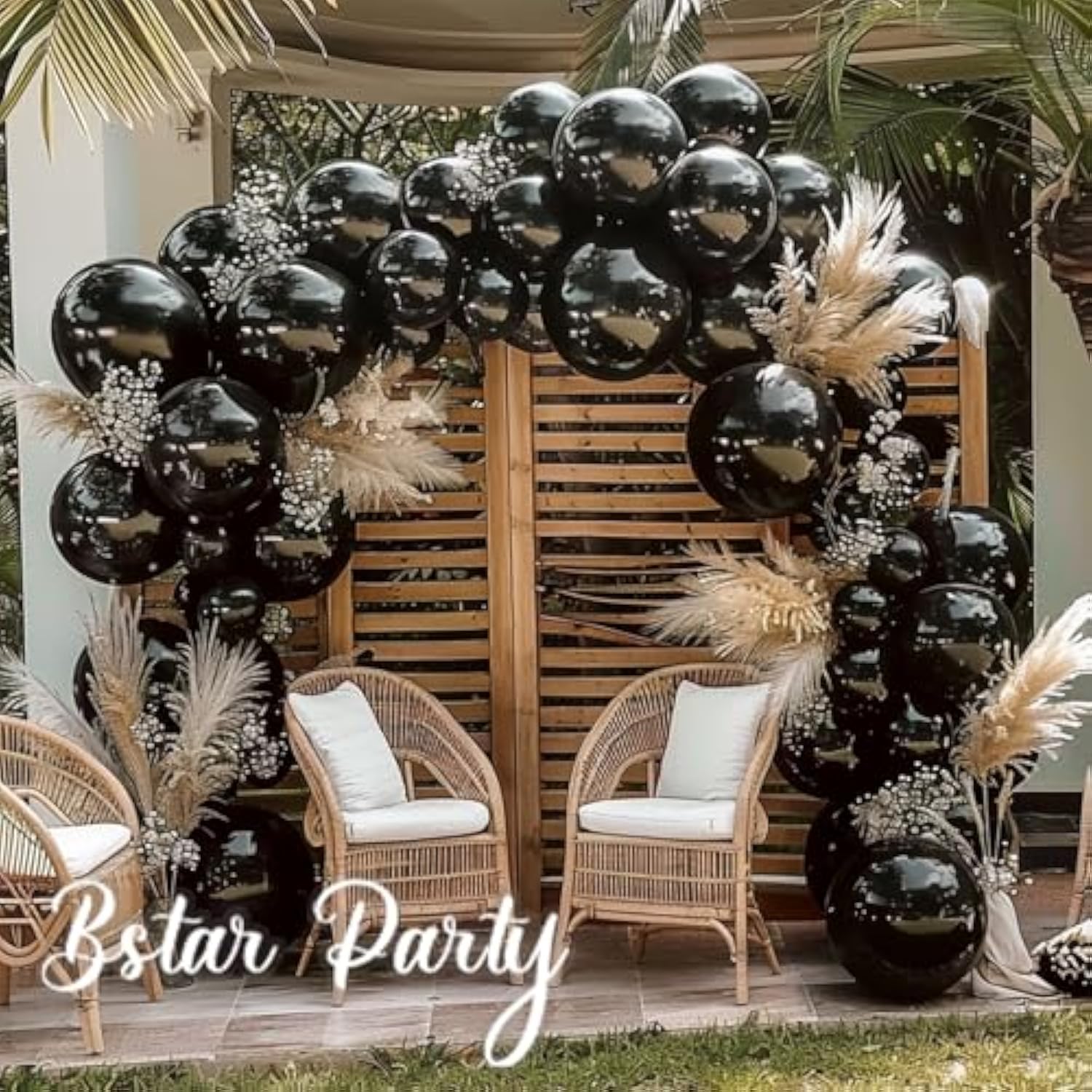 Double Stuffed Black Balloon Arch Kit Various Sizes for Party Decorations