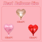 Heart Balloons Pack Of 12 - Red Heart Balloon Rose Gold Balloon Pink Ballons Heart Shaped Foil Balloons For Valentines Day Wedding Engagement Party Decorations