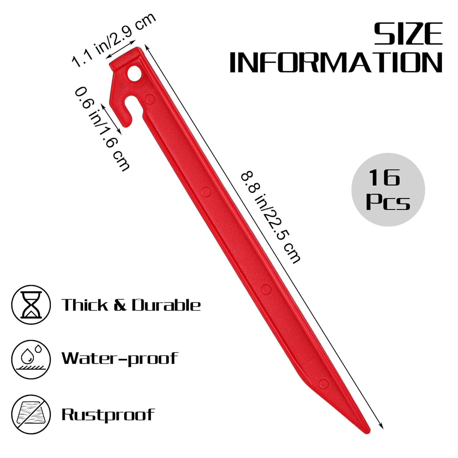 16 Pieces Plastic Inflatable Stakes 8.8 Inch Christmas Halloween Yard Stakes Heavy Duty Anchor Replacement Inflatable Ac