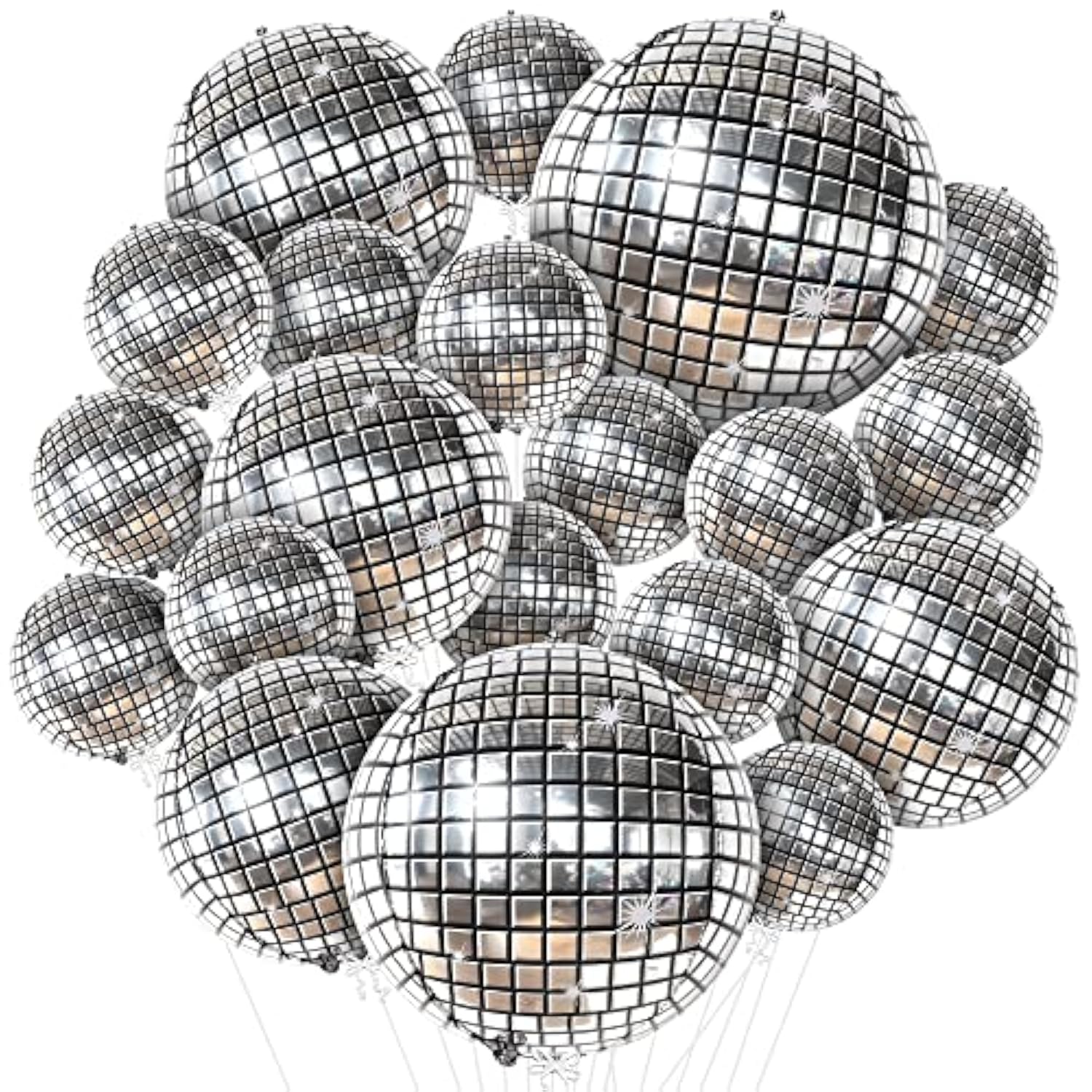 20pcs 32in Silver Disco Ball 4D Sphere Balloons Party Decorations