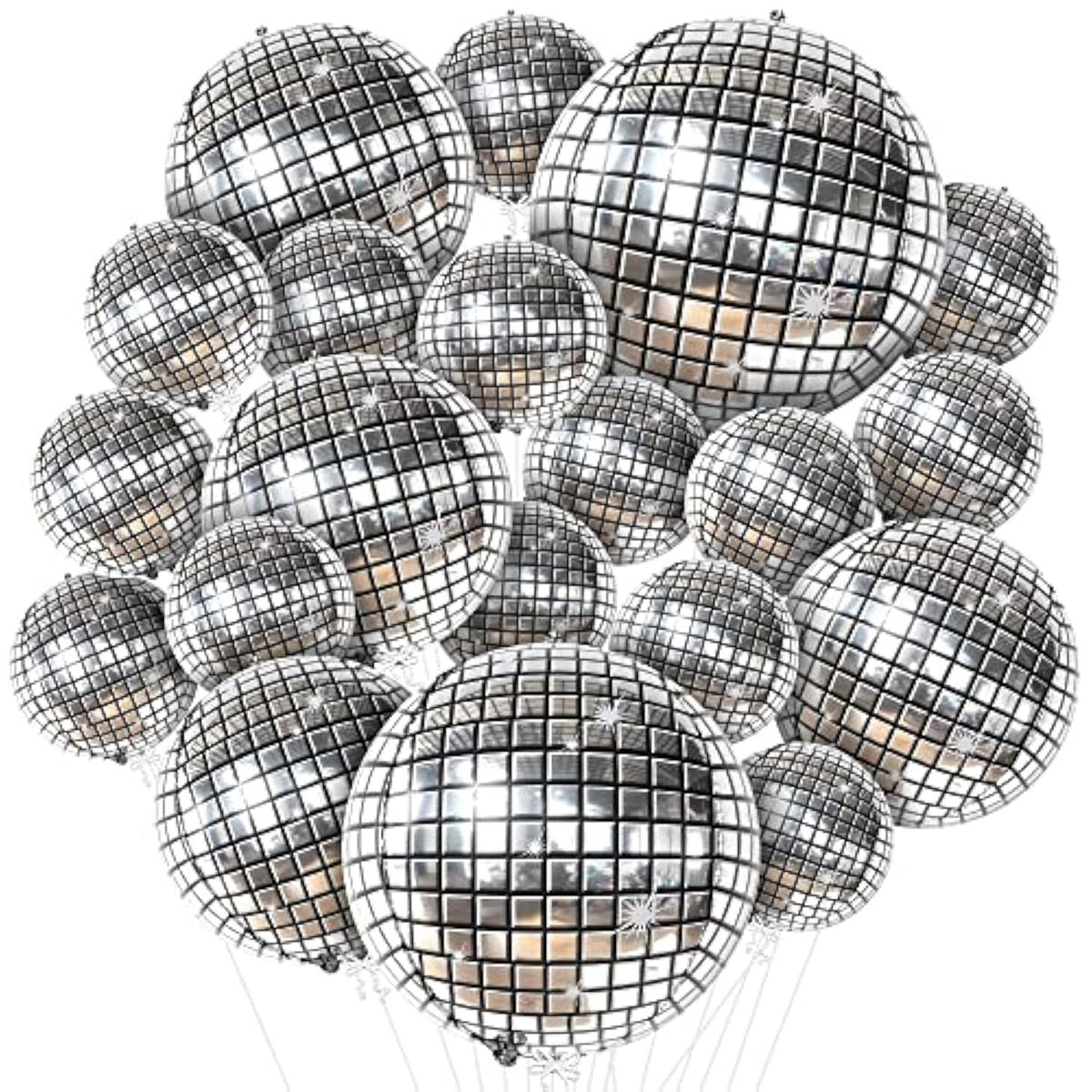 20pcs 32in Silver Disco Ball 4D Sphere Balloons Party Decorations