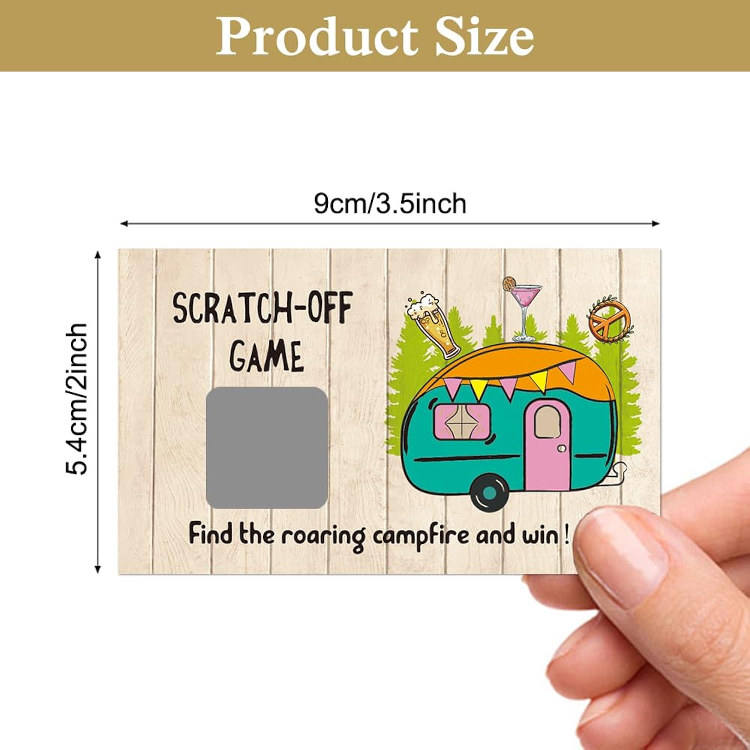 50 Pack Camping Theme Scratch Off Game, Campervan Roaring Campfire Scratch Card For Baby Shower Birthday Party Lottery Group Camping Games Enterprises Activity, Baby Shower Idea