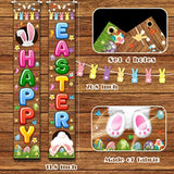 Easter Party Supplies-Happy Easter Porch Sign Banner,2Pcs Happy Easter Front Door Hanging Welcome Banner For Spring Theme Easter Bunny Door Decoration