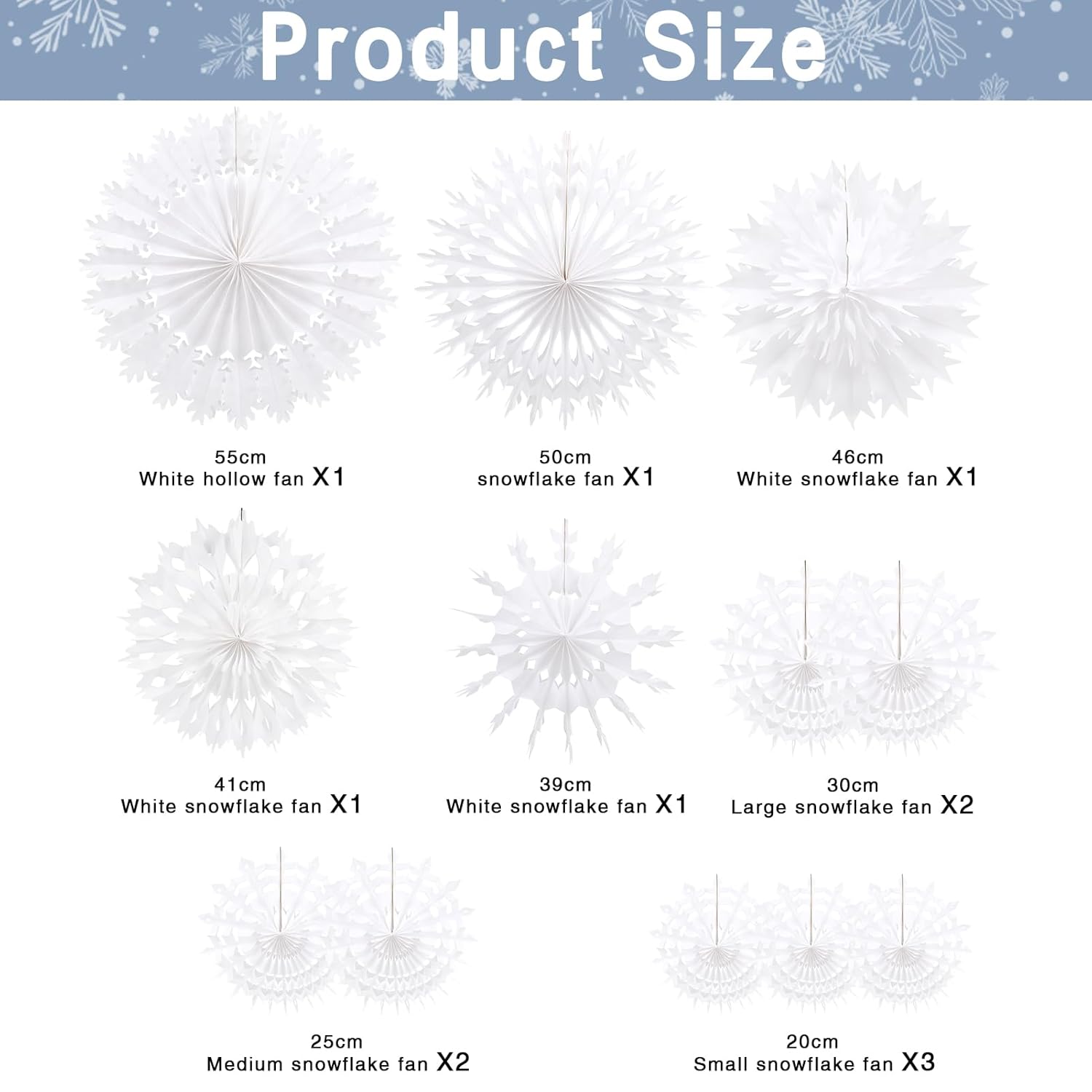 12 Pcs White Paper Snowflake Decorations Frozen Birthday Party Supplies Winter Wonderland Party Decorations Christmas Large Snowflake Decorations Hanging Snowflake Decorations