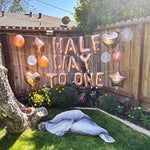 Rose Gold Half Way To One Banner Half Way To One Balloons Decorations For Girl 1/2 Birthday Decorations