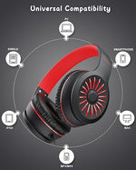 K16 Wired On-Ear Headphones with Mic, Foldable, 3.5mm Jack (Black/Red)