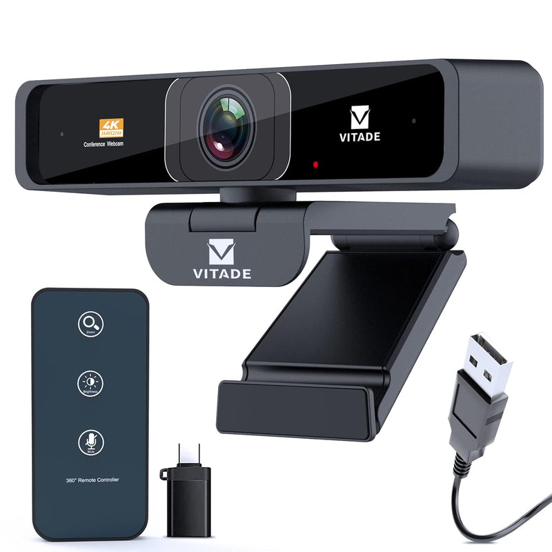 4K Zoomable Webcam With Remote Control, 8Mp Sony Sensor Webcam With Microphone