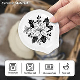 2Pcs Christmas Coffee Ceramic Spoon Rest Poinsettia Wreath Pattern 3.34"X3.54" Cute Spoon Holder, Heat Resistant Utensil Holder For Coffee Bar Decor Women Men, Housewarming Gifts