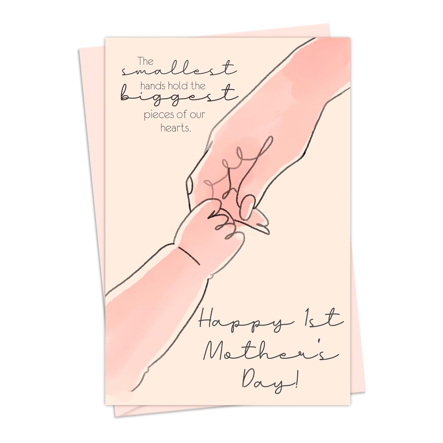First Mothers Day Card For New Moms - Gift To Wife, Sister, Daughter, Daughter In Law, Or Friend - 4 X 6 Inches Blush Pink