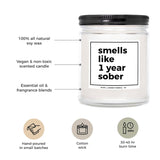 You Nique Designs Smells Like 1 Year Sober Candle - Cool Sobriety Gifts For Men, Women, Sober Surprise For Men, Women, Sobriety Anniversary Candle, 1 Year Sobriety Gifts (Mahogany Teakwood)