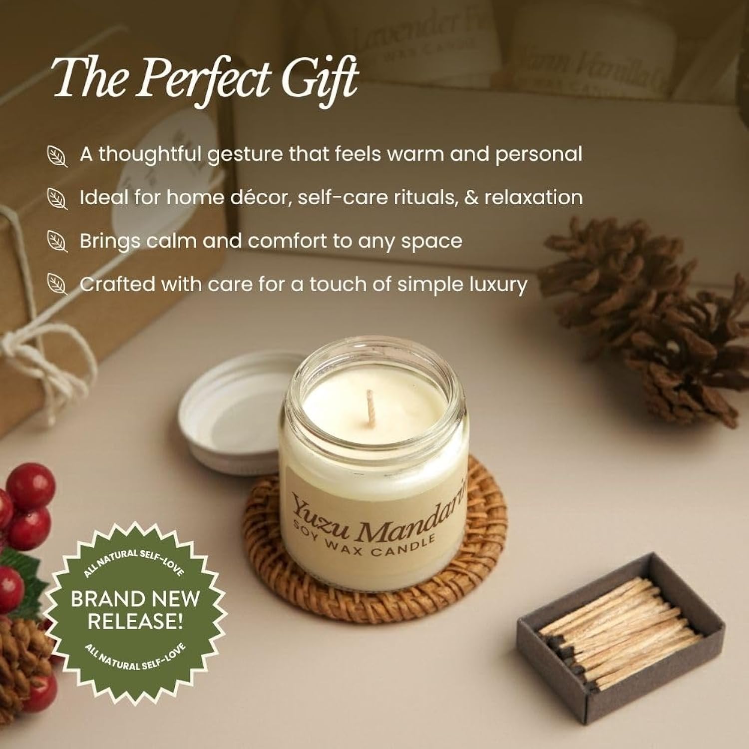 Soy Candle Gift Set 3 Pcs - 100% Plant-Based Fragrance Oils - Premium, Non-Toxic Candle - Softly Scented Natural Soy Wax - Handpoured In Wi - Discovery Candle Set And Ready To Gift