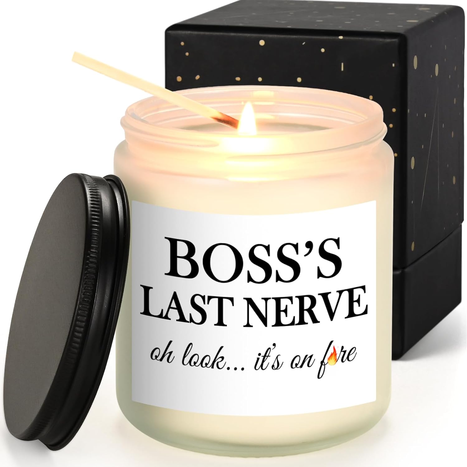 Boss Lady Gifts, Best Boss Gifts For Christmas, Birthday - Lavender Scented Candle (7 Oz, White)
