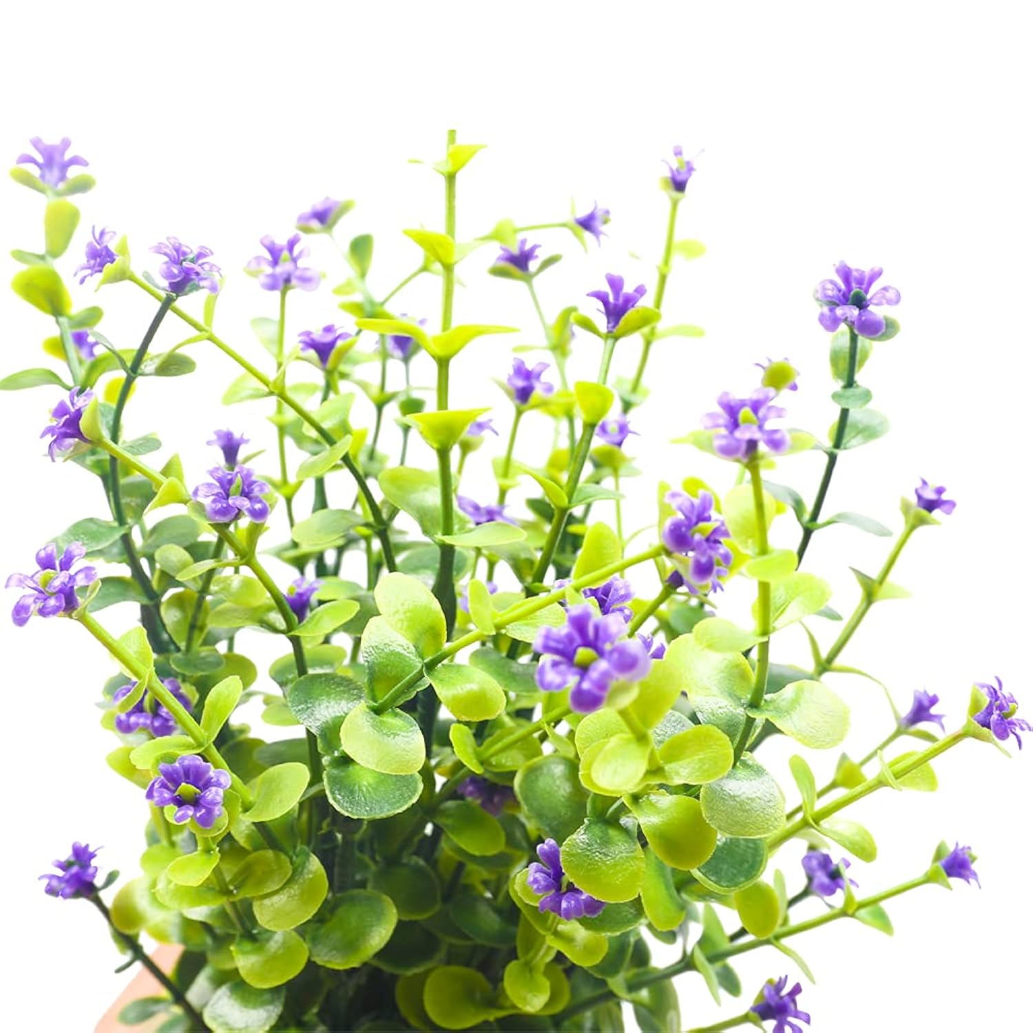 Artificial Mini Potted Plants Fake Plastic Milan Flower For Farmhouse Living Room Bathroom Office Desk Shelf Home Greenery Decoration (Purple)