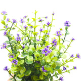 Artificial Mini Potted Plants Fake Plastic Milan Flower For Farmhouse Living Room Bathroom Office Desk Shelf Home Greenery Decoration (Purple)