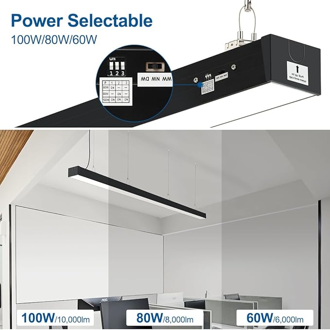 4 Pack 8FT LED Linear Shop Lights 100W 80W 60W CCT Selectable Commercial Bay Lighting Fixtures