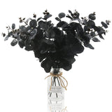 6 Pcs Artificial Black Eucalyptus Stems, 14" Eucalyptus Leaves Branches Bouquet For Flower Arrangement Diy, Black Silk Flowers For Home Halloween Farmhouse Decor (Black, 6)