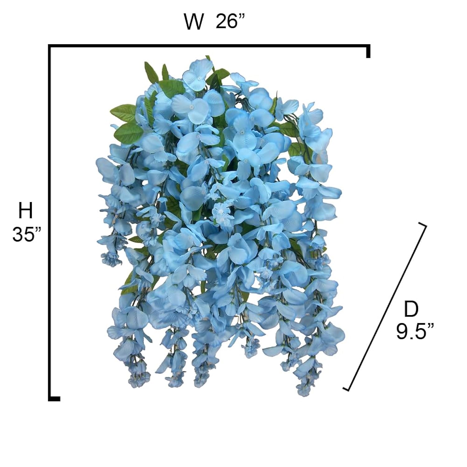2Pcs Of 15 Stem Artificial Flowers Wisteria Hanging Plants Flowers For Outdoor, Fake Hanging Plant Baskets For Home Decor Wedding Garden Cemetery Flowers For Grave, Periwinkle