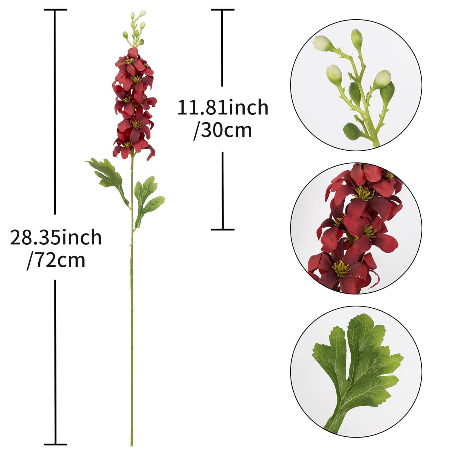 8Pcs Red Hyacinths Artificial Flowers Fake Snapdragon Flowers Faux Delphinium Silk Flowers For Wedding Home Outdoor Garden Baby Shower Floral Arrangements Centerpiece Table Decorations (Red)