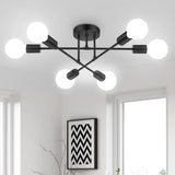 6 Light Modern Sputnik Chandelier Semi Flush Mount Ceiling Fixture for Living Room