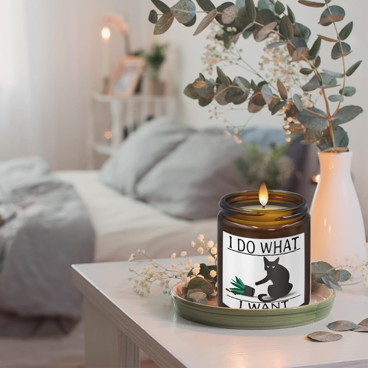 I Do What I Want,Funny Black Cat Gifts For Women,Birthday Gift,Christmas,Cedar Fragrance Scented Candles