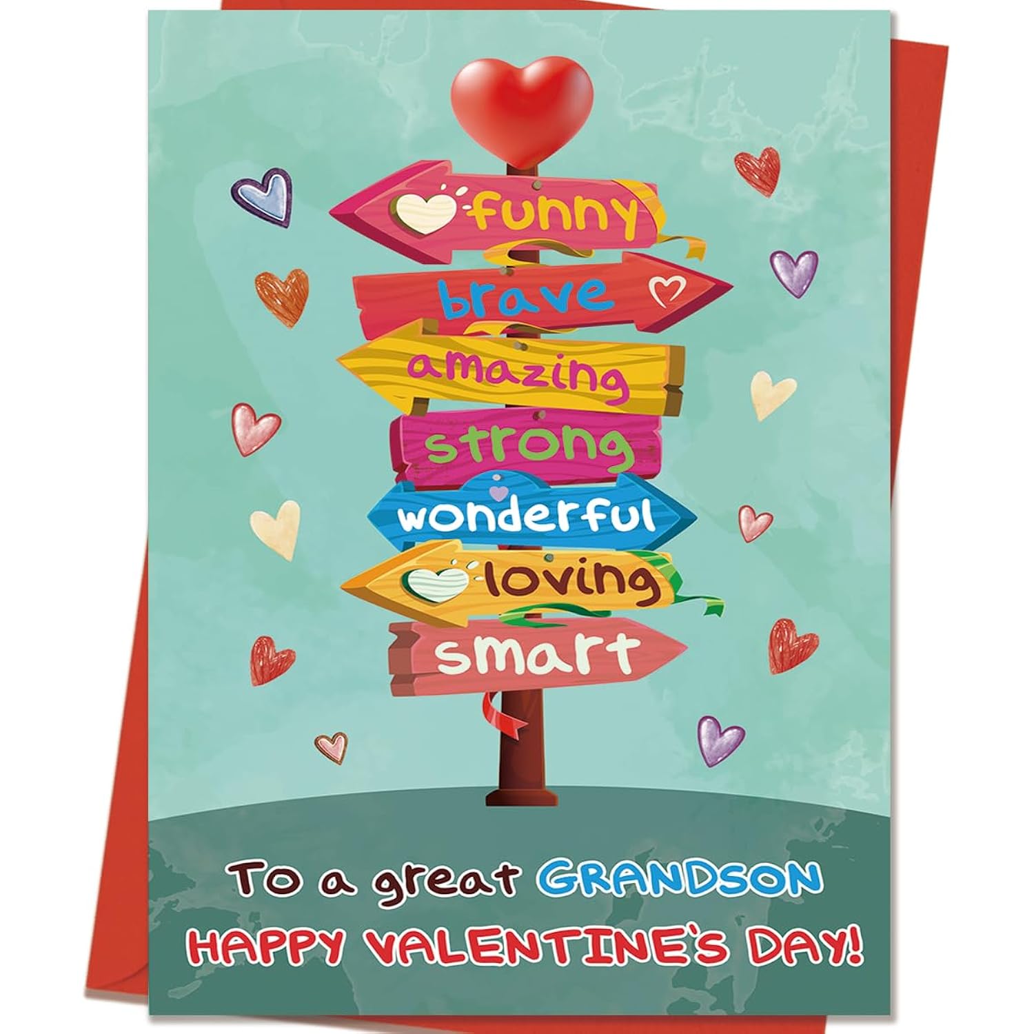 Grandson Valentine'S Card | Funny Valentines Card For Grandson From Grandparent With Printed Message Inside