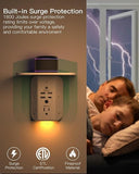 Outlet Extender Surge Protector with Shelf 5 Outlets 4 USB Ports Night Light 1800J White