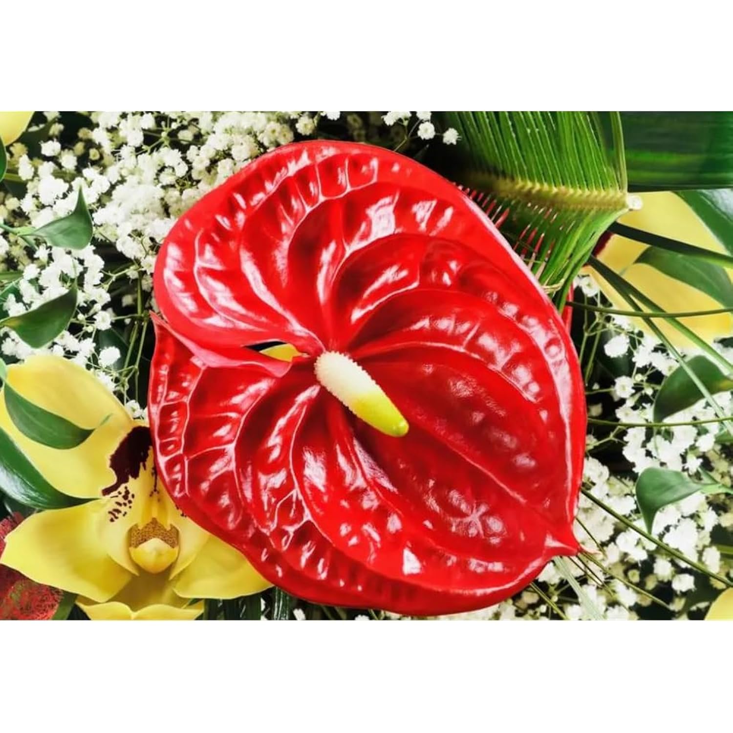 8 Pcs 23-5/8 Inch Artificial Anthurium Flowers Real Touch Fake Flower For Table Centerpieces Arrangement And Bridal Wedding Festival Decor Flower Arrangement (Red)
